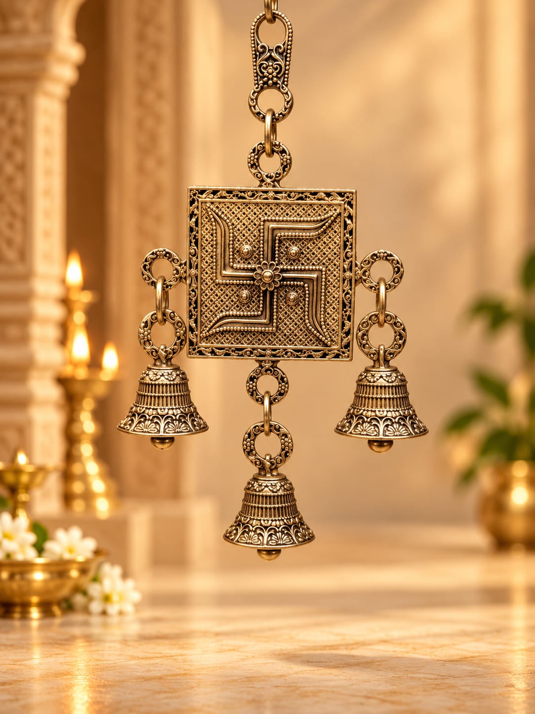 Hanging bells (swastic)