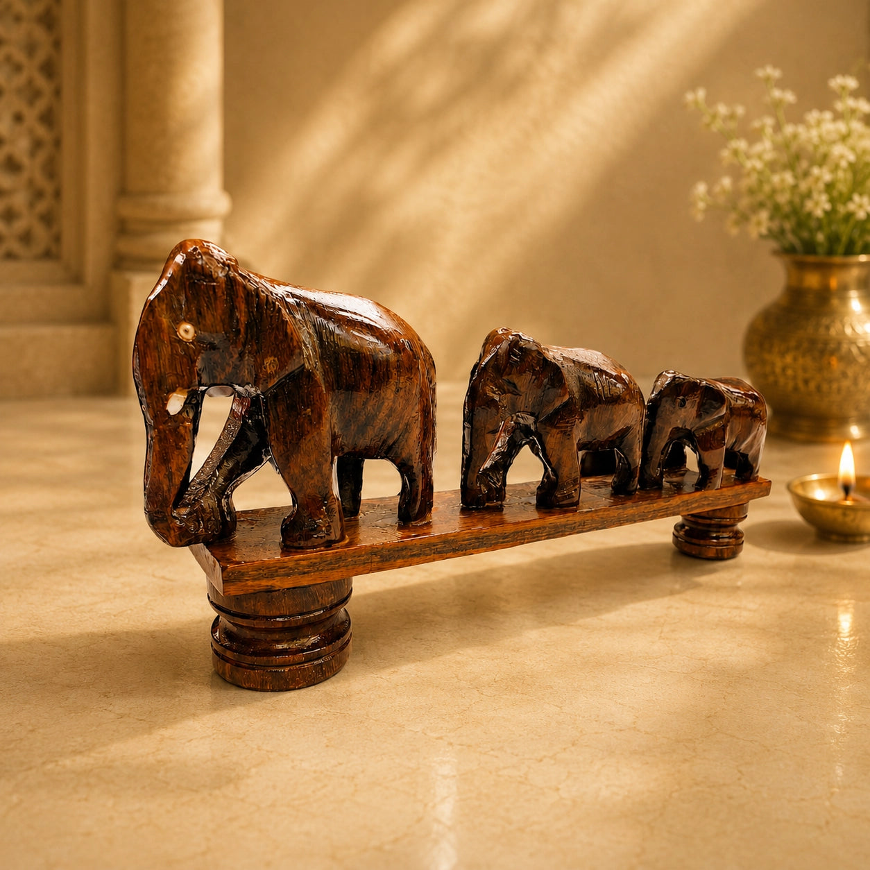 Wooden Elephant Set