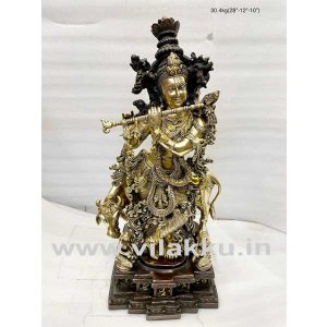 Krishna with Cow Antique Finish