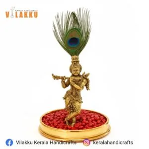 Elegant Bronze Krishna statue With Uruli